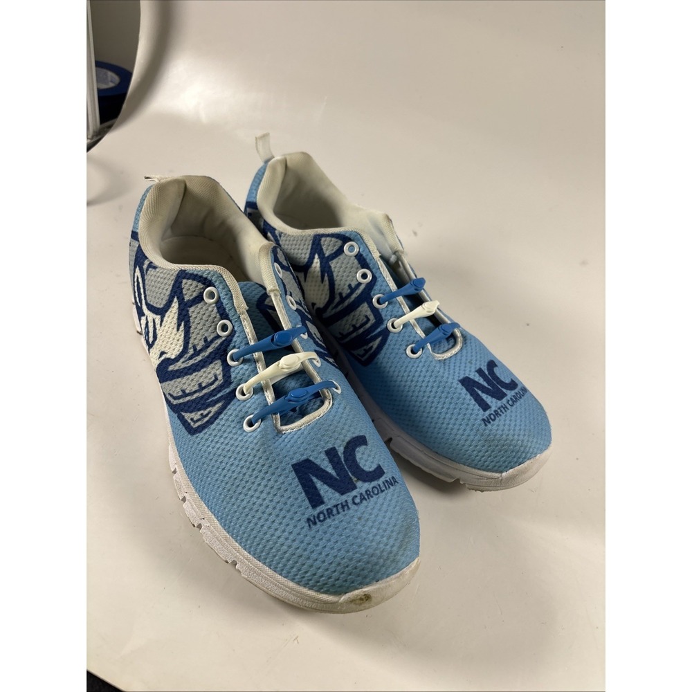 North Carolina NC Graphic Sneakers Blue White Casual Shoes Lace Up 7.5 Men